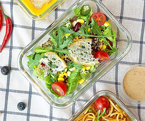 M MCIRCO 8 Pack 30 oz Glass Food Storage Containers with Gray Lids, Airtight & Leakproof