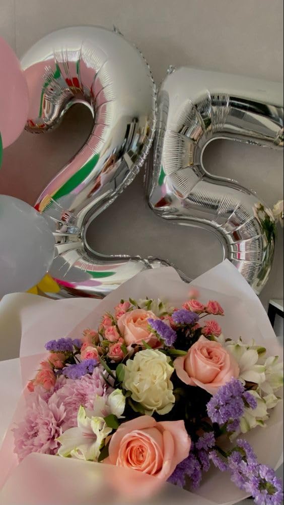 Silver Number 25 Balloon - 40 Inch 25th Birthday Decoration for Men & Women | Elegant Silver Party Supplies