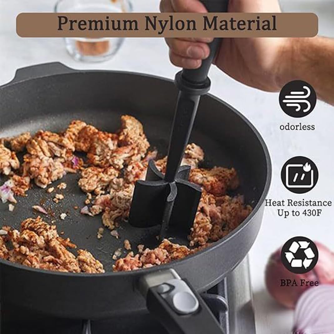Skiennix Meat Chopper - Premium Heat Resistant Masher for Ground Beef, Turkey & More | Versatile Kitchen Tool