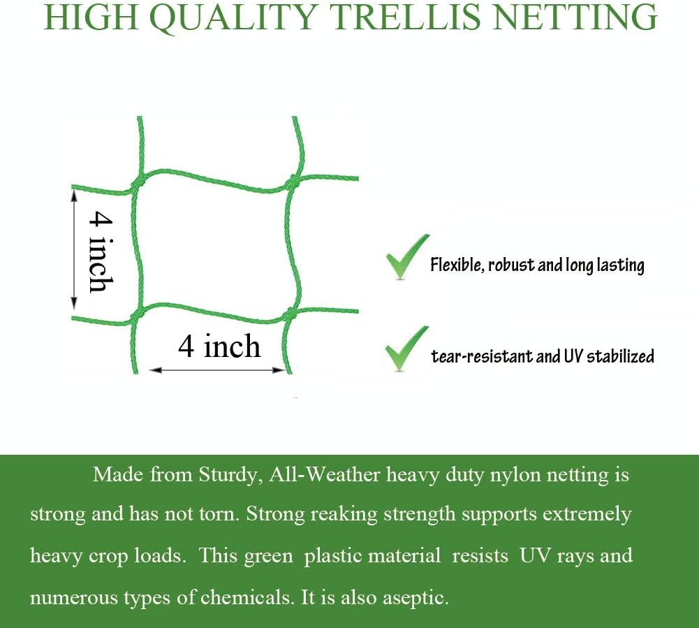 Trellis Netting - Heavy Duty Garden Trellis for Climbing Plants, Cucumber & Tomato - 8.2' x 6.6' Ft