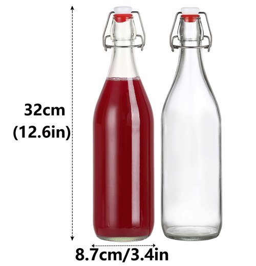 1 Pack Flip Top Glass Bottle 32 oz,Swing Top Glass Bottles 32 oz,kombucha bottles with Stoppers for Home Brewing,2nd Fermentation,Kefir,Vanilla Extract,Juice,Tea,Beverages,Soda,Oils,Vinegar