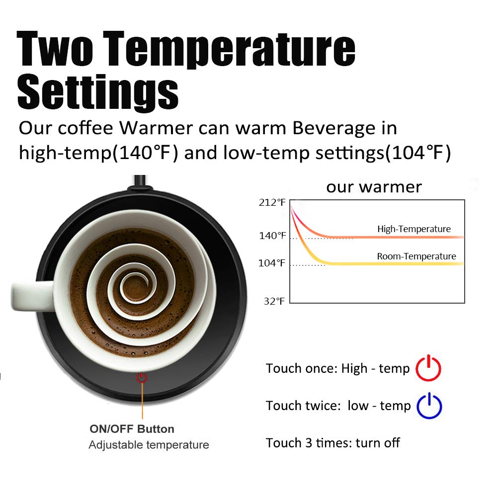 KRGMNHR Coffee Mug Warmer Set, Smart Coffee Warmer for Desk Auto Shut Off, Cup Warmer for Office Home Use, 2 Temperature Control Heated, 13.5 oz Flat Bottom Coffee Mug, Gifts for Men, Matte Black