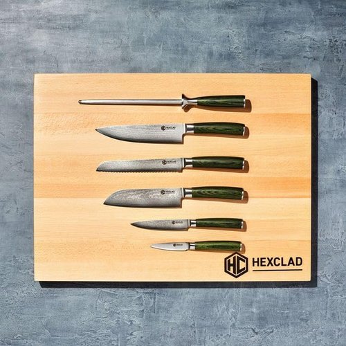HexClad 6-Piece Essential Knife Set - Japanese Damascus Steel Blades with Pakkawood Handles
