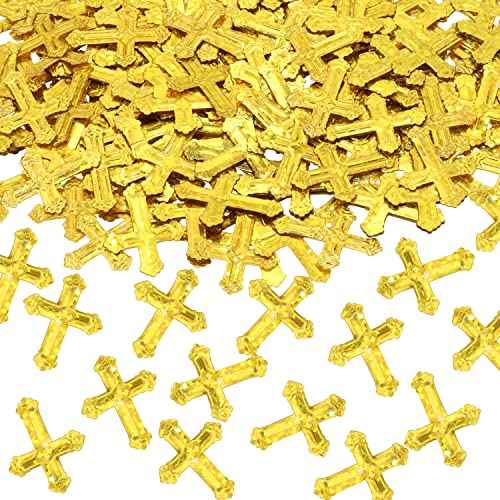 ONLYKXY 520Pcs Cross Table Confetti Decor Glitter Confetti Table Confetti Cross Decoration for Birthday Wedding Foil Theme Thanks Giving Party Valentine's Day Scatter Bless Confetti(Golden£©
