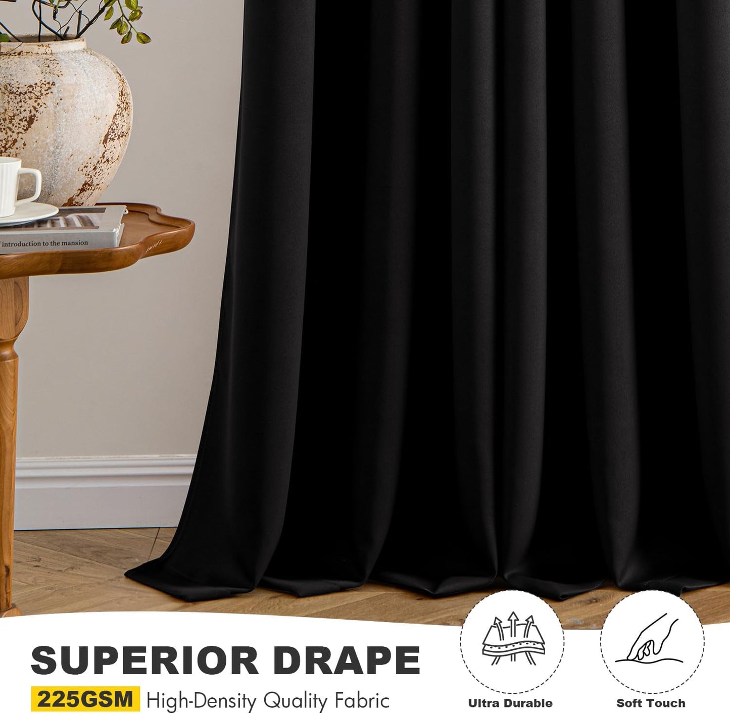 MIULEE Blackout Curtains - Thermal Insulated Room Darkening Drapes | 86-Inch Grommet Top Panels