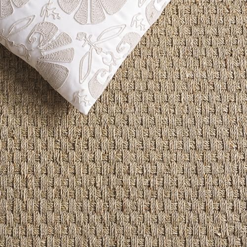 Natural Fiber Accent Rug 3x5 - Textured Seagrass in Beige & Natural - Rectangular Variation