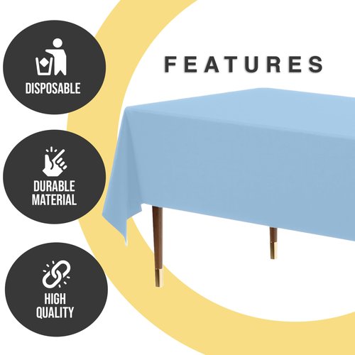 Exquisite 66% Thicker Premium Plastic Table Cloth Rectangle Table Cover 0.5 Mil 12 Pack Light Blue Table Cloth 54 Inch x 108 Inch Disposable Tablecloth Won't Tear Easily Like Cheap Thin Brands