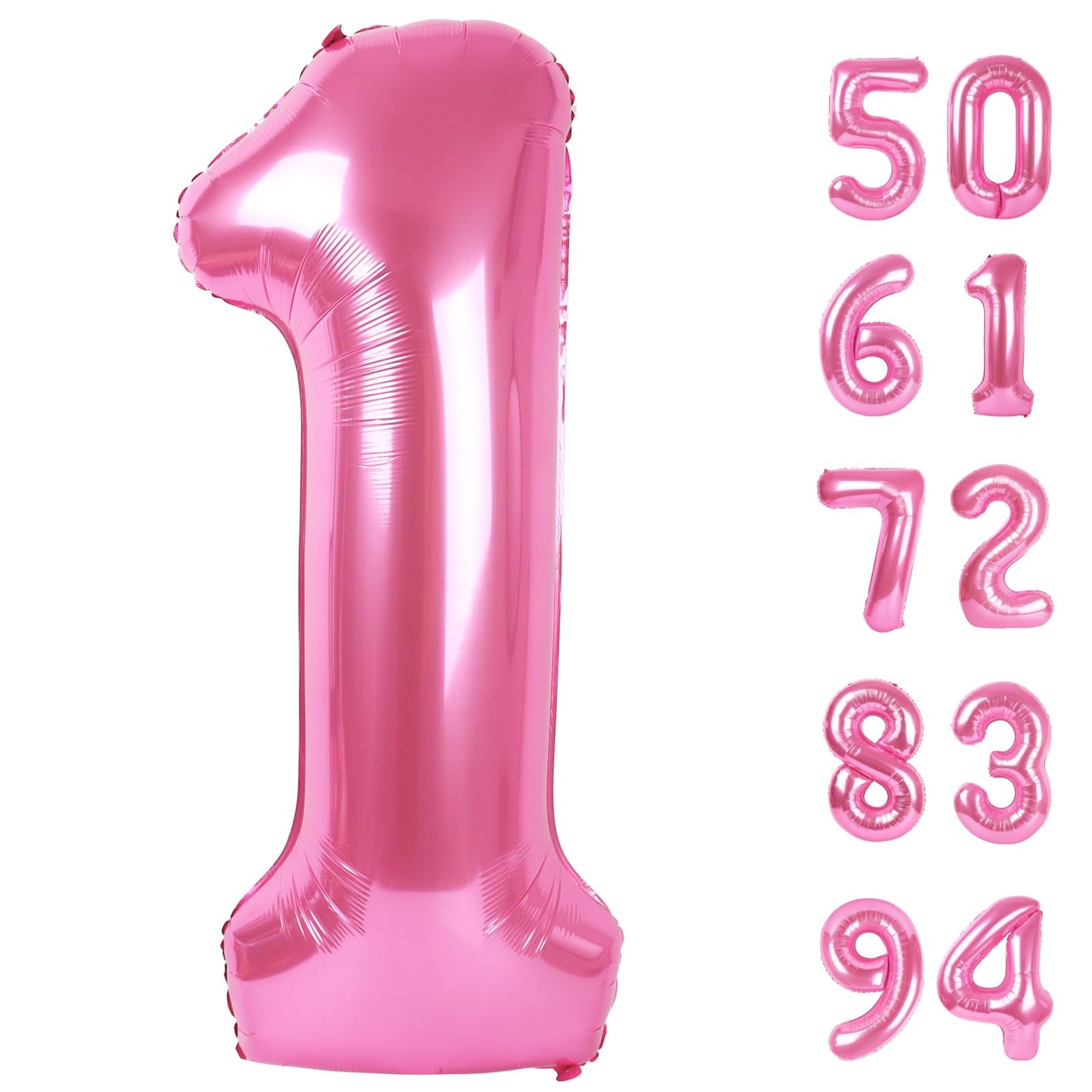 40 Inch Pink 1 Balloon for First Birthday, 1st Number Balloons Birthday Decorations for Girl Kids Toddler Baby, One Giant Number 1 Balloon