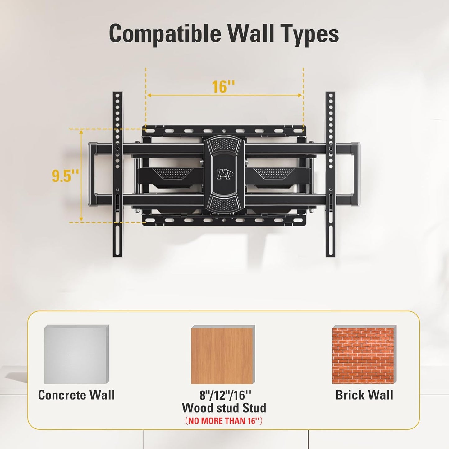 Mounting Dream TV Wall Mount - Full Motion Swivel & Tilt Bracket for 42-84 Inch TVs | Max VESA 600x400 mm, 100 lbs Capacity