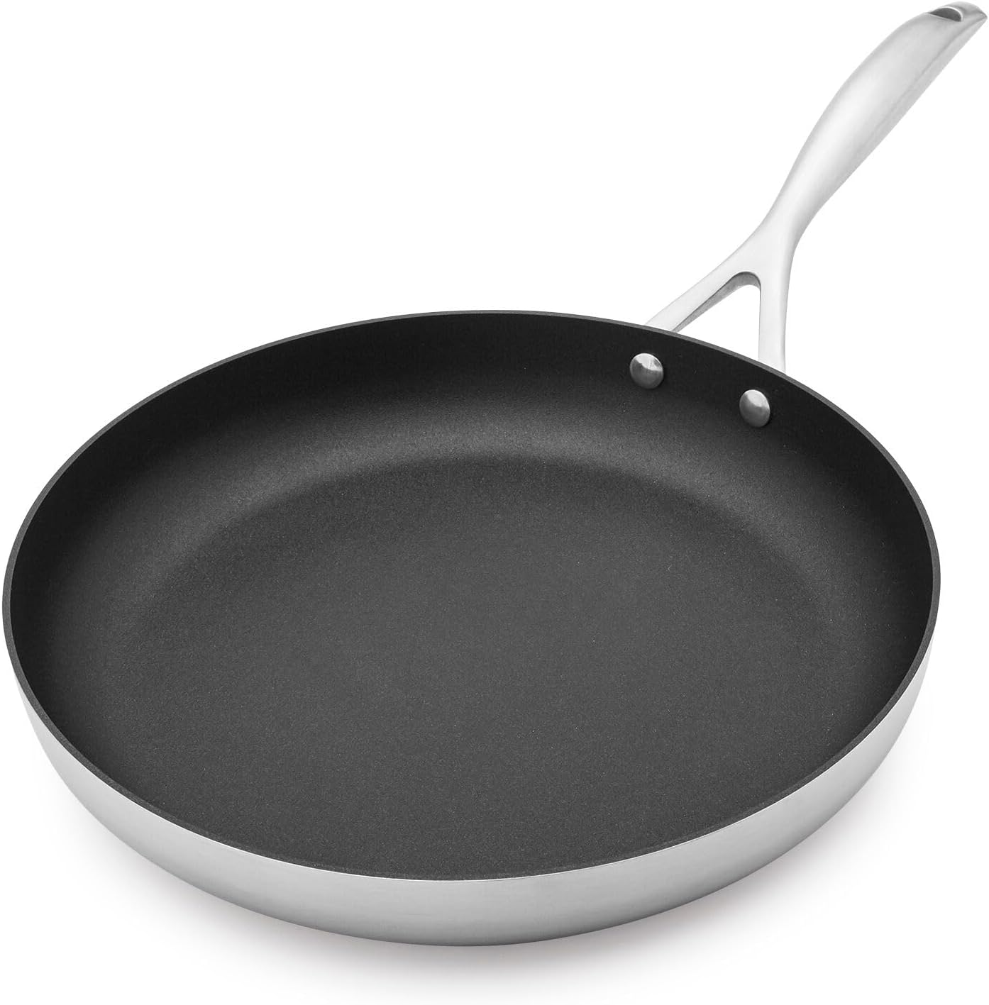 Scanpan CS+ 12-Inch Nonstick Fry Pan - Induction Ready, Oven Safe to 500°F, Dishwasher Safe, Black/Stainless