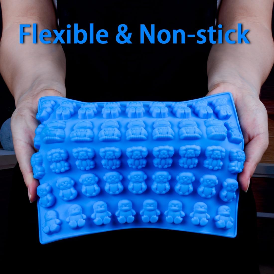 Skiennix Silicone Candy Gummy Bear Molds - Premium Pack of 4 with Bears, Frogs & More | Includes 2 Droppers
