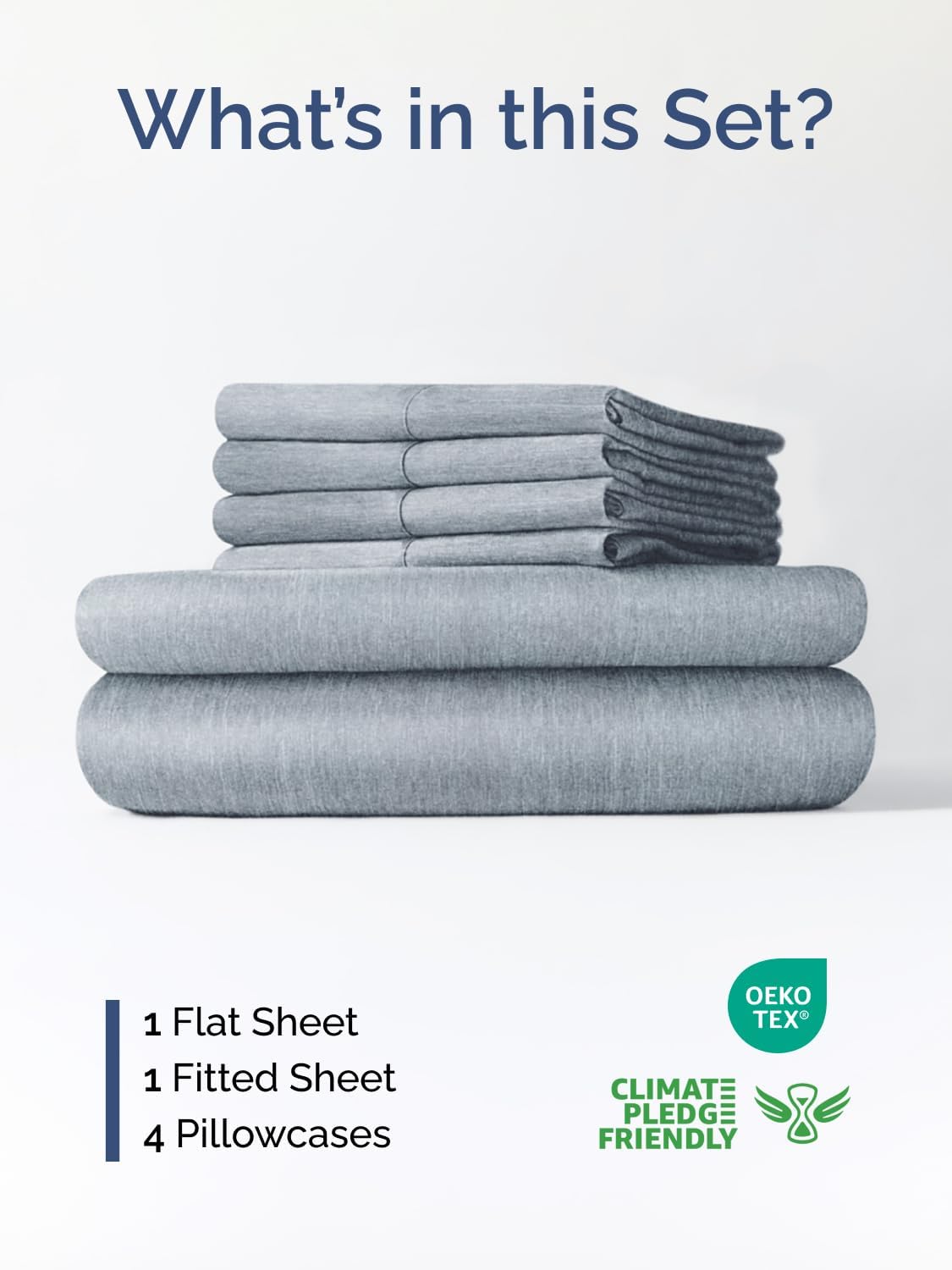 Skiennix Extra Deep Full Sheet Set - 6-Piece Breathable Cooling Bedding - Soft, Wrinkle-Free Heathered Blue