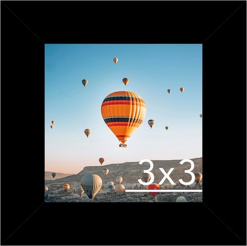 JCJMY 3x3 Picture Frame - Black Square Photo Frame with Shatter-Resistant Plexiglass | Sturdy Tabletop Display