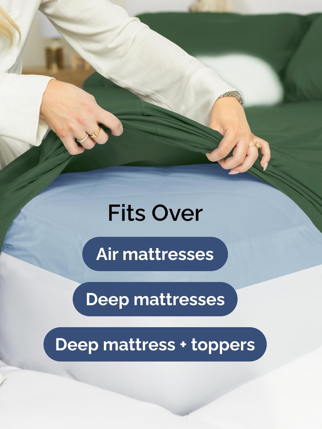 Skiennix Extra Deep Queen Sheet Set - 6-Piece Breathable Cooling Bedding - Soft, Wrinkle-Free, Emerald Green