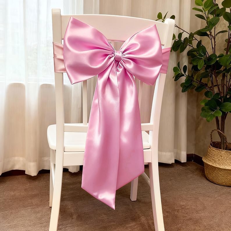 Skiennix Pink & White Bow Decor - 2 Pack Large & Small Coquette Room Backdrop for Events