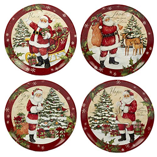 Certified International Holiday Wishes Dinnerware Set for 4 - 16 Pieces, Multicolored Christmas Tableware