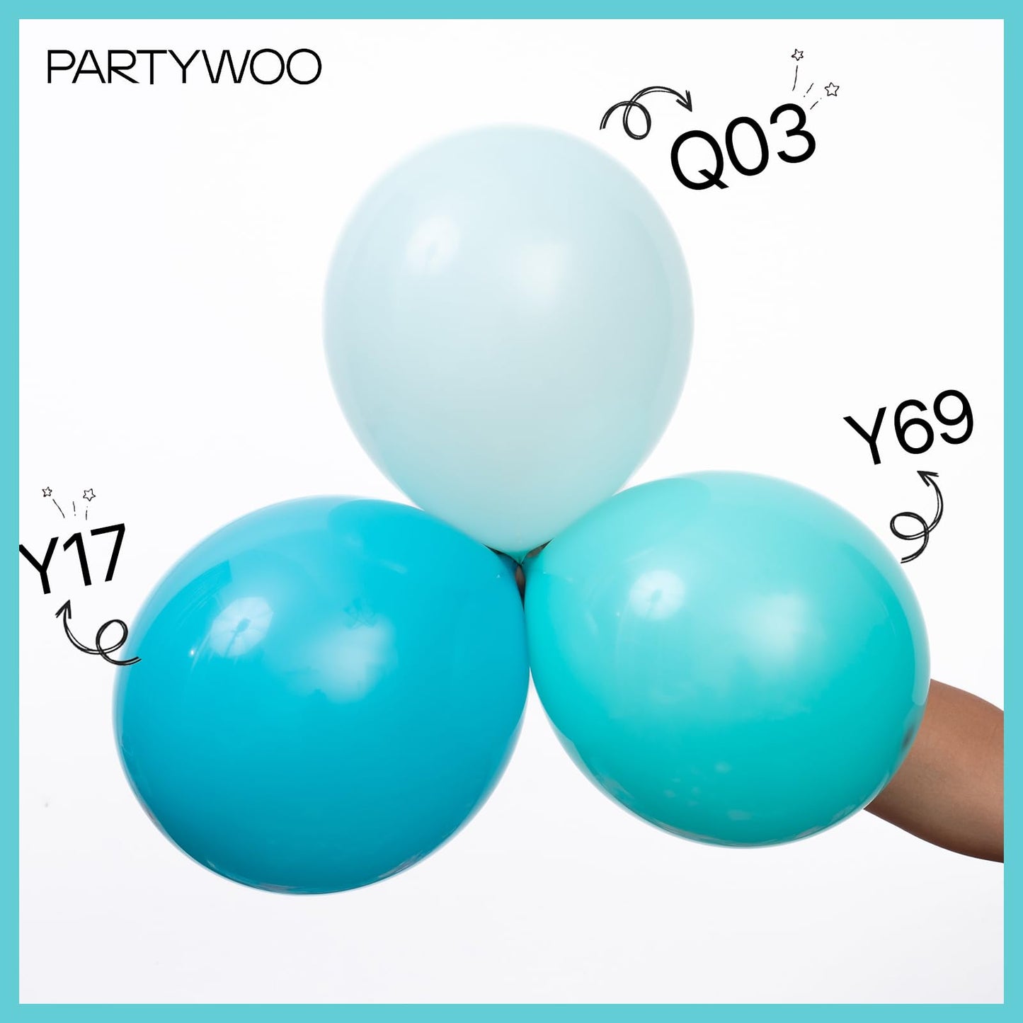 PartyWoo Teal Balloons 155pcs Different Sizes Pack of 18 12 10 5 Inch Turquoise Dark Teal Balloon Arch Kit for Baby Shower Gender Reveal Graduation Mermaid Birthday Pool Party Decorations Blue-Y69