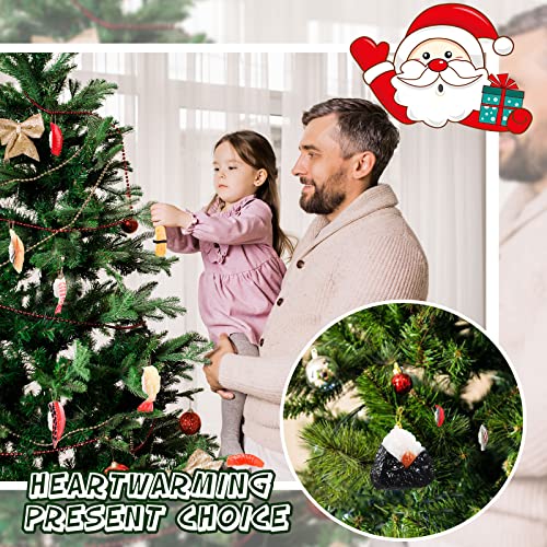 24 Pcs Christmas Sushi Ornaments Set with Gold Ropes Holiday Food Decorations