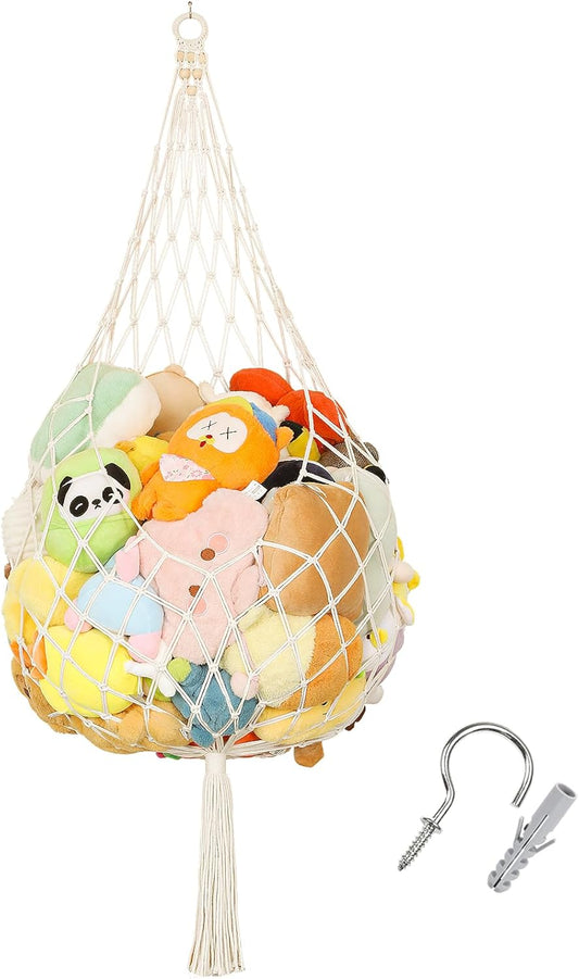 Skiennix Stuffed Animal Storage Hammock - Large Plushie Net Organizer for Kids' Room Decor | Corner Wall Holder