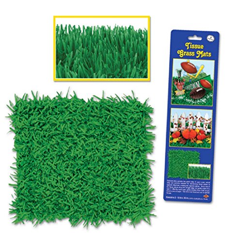 Beistle 2-Piece Green Tissue Paper Fake Grass Mats for Easter & Party Decorations, 15 x 30 Inches