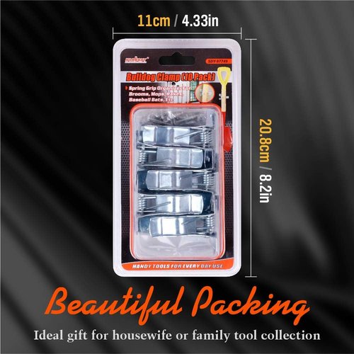 HORUSDY 10-Pack Spring Grip Mop and Broom Holder - Durable Storage Solution for Tools & Cleaners