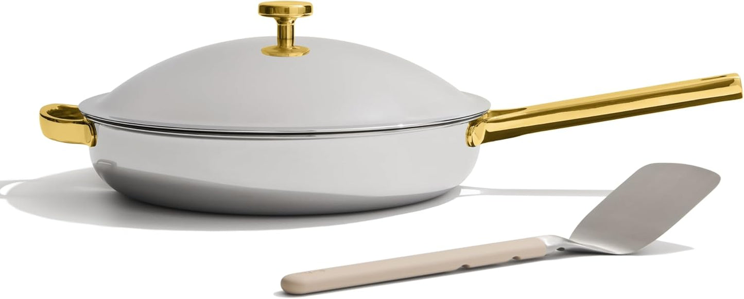 Our Place Titanium Always Pan Pro - 10.6" PFAS-Free Nonstick Frying Pan with Spatula | Chef-Grade Tri-Ply Stainless Steel & Aluminum | Induction & Oven-Safe up to 750°F | Gold