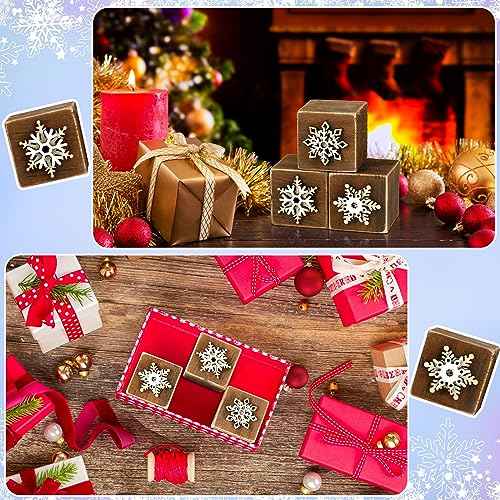 Suzile 3 Pcs Christmas Wooden Snowflake Decorations Winter Snowflakes Tables Decor White Tabletop Art Wood Blocks for Christmas Holiday Supplies Party Favors