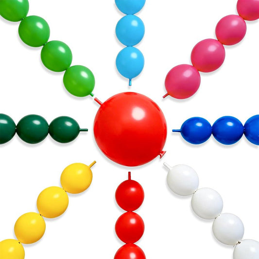 PartyWoo Assorted Colors Rainbow Linking Balloons 100pcs 6 Inch Multicolor Colorful Primary Color Link Balloons for Graduation Baby Shower Unicorn Fiesta Rainbow Birthday Party Decorations