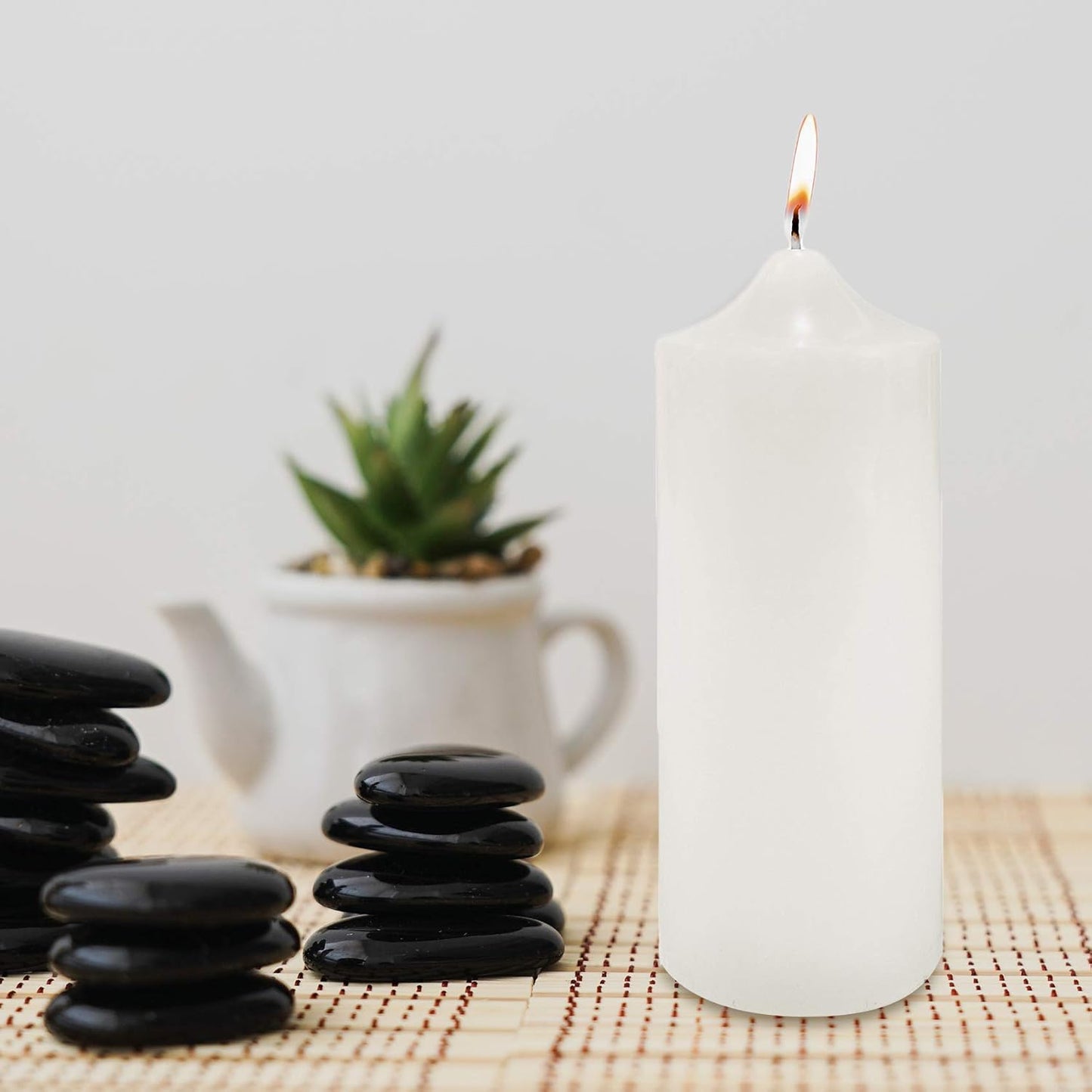 Unscented White Pillar Candle 3"x9" - Smokeless Cotton Wick for Weddings & Home Decor