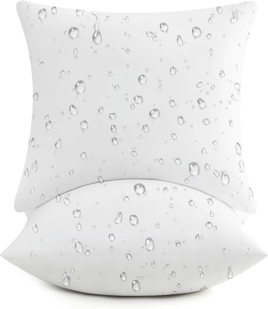 Puredown® Outdoor Pillow Inserts - Fluffy Soft Water-Resistant Down Alternative | Set of 2, 20x20 Inches