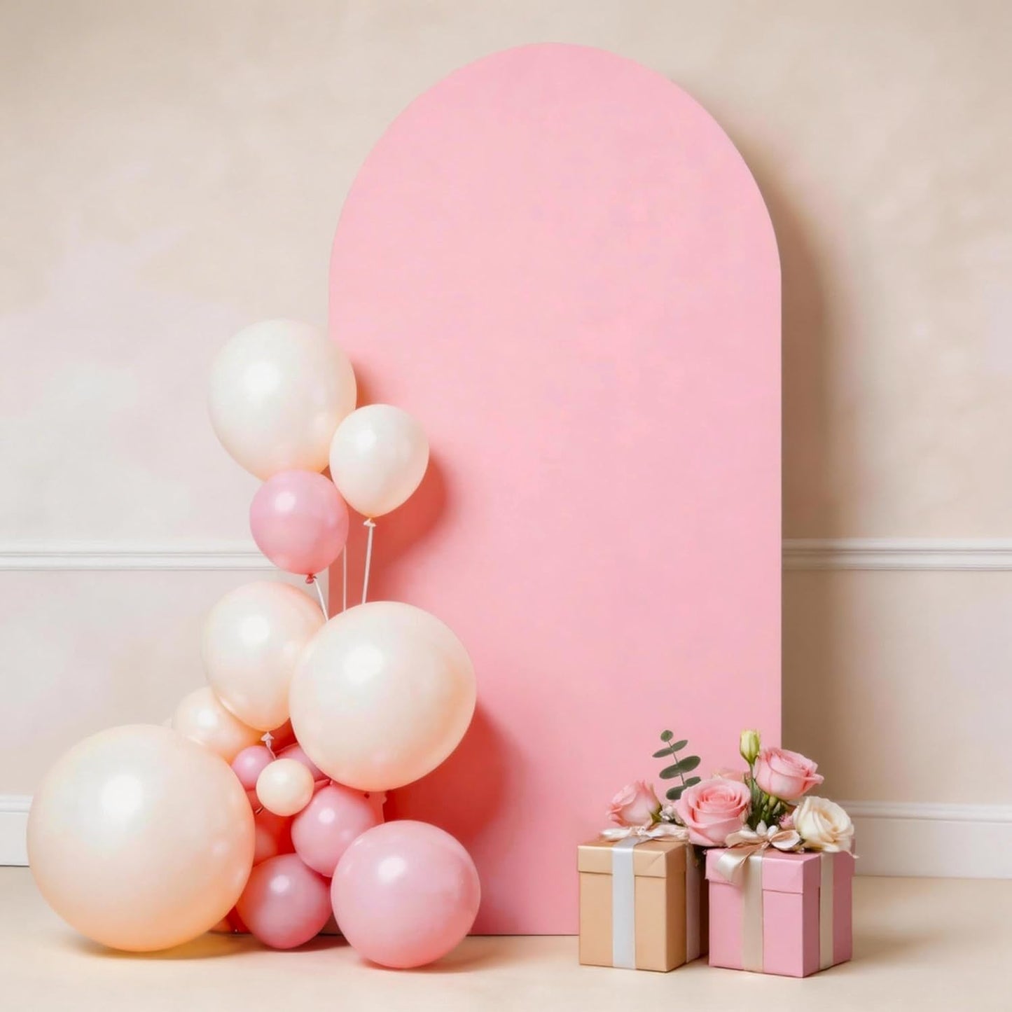 Skiennix 7.2 FT Pink Arch Backdrop Cover - Fitted Spandex for Weddings & Baby Showers
