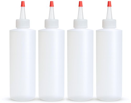 BRIGHTFROM Condiment Squeeze Bottles, 4 OZ Empty Squirt Bottle, Red Top Cap, Leak Proof - for Ketchup, Mustard, Syrup, Sauces, Dressing, Oil, Arts & Crafts, BPA FREE Plastic - 4 PACK