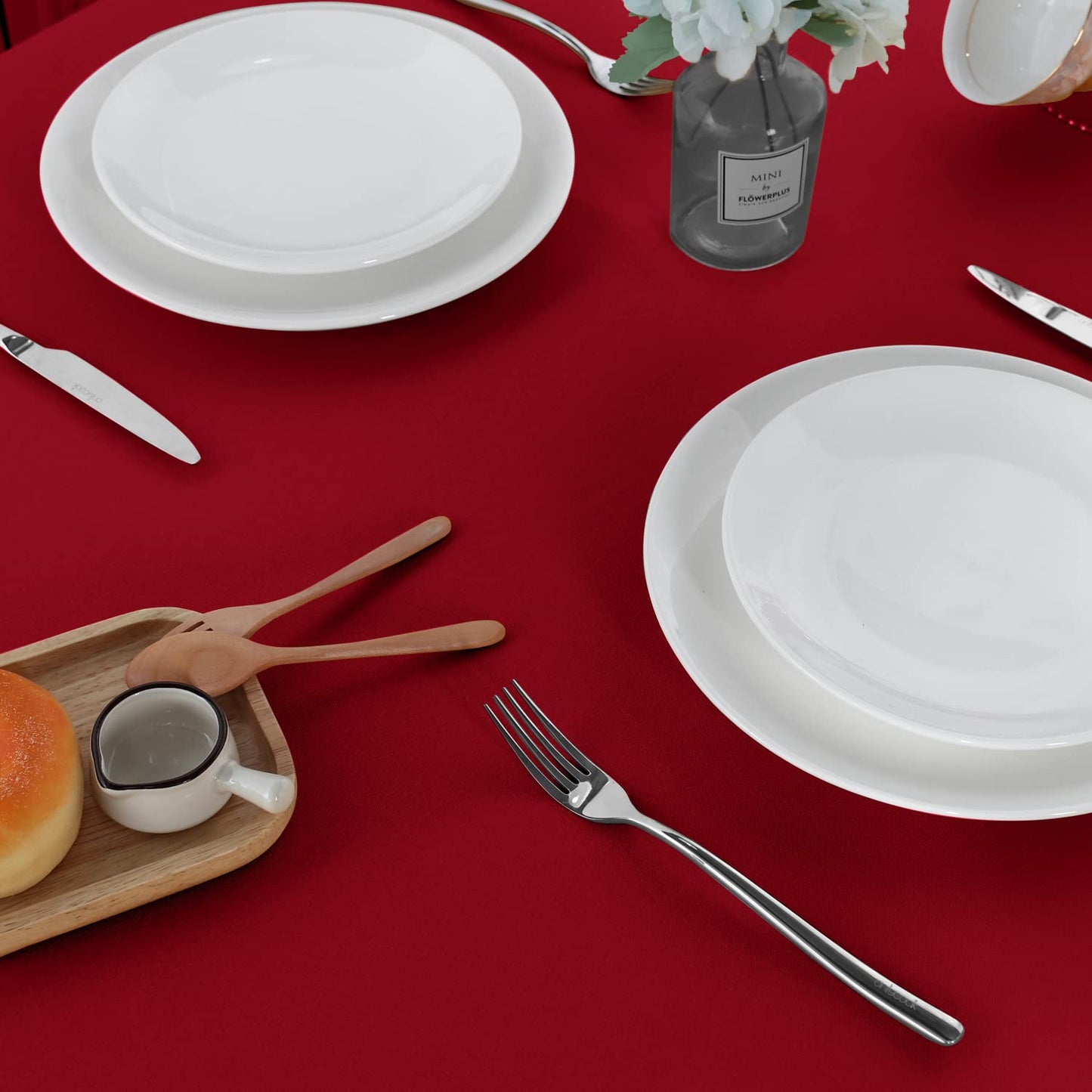 sancua 2 Pack Round Tablecloth 70 Inch Red, Stain and Wrinkle Resistant Table Cloth - Washable Polyester Table Cover for Dining Tables, Buffet Parties and Camping
