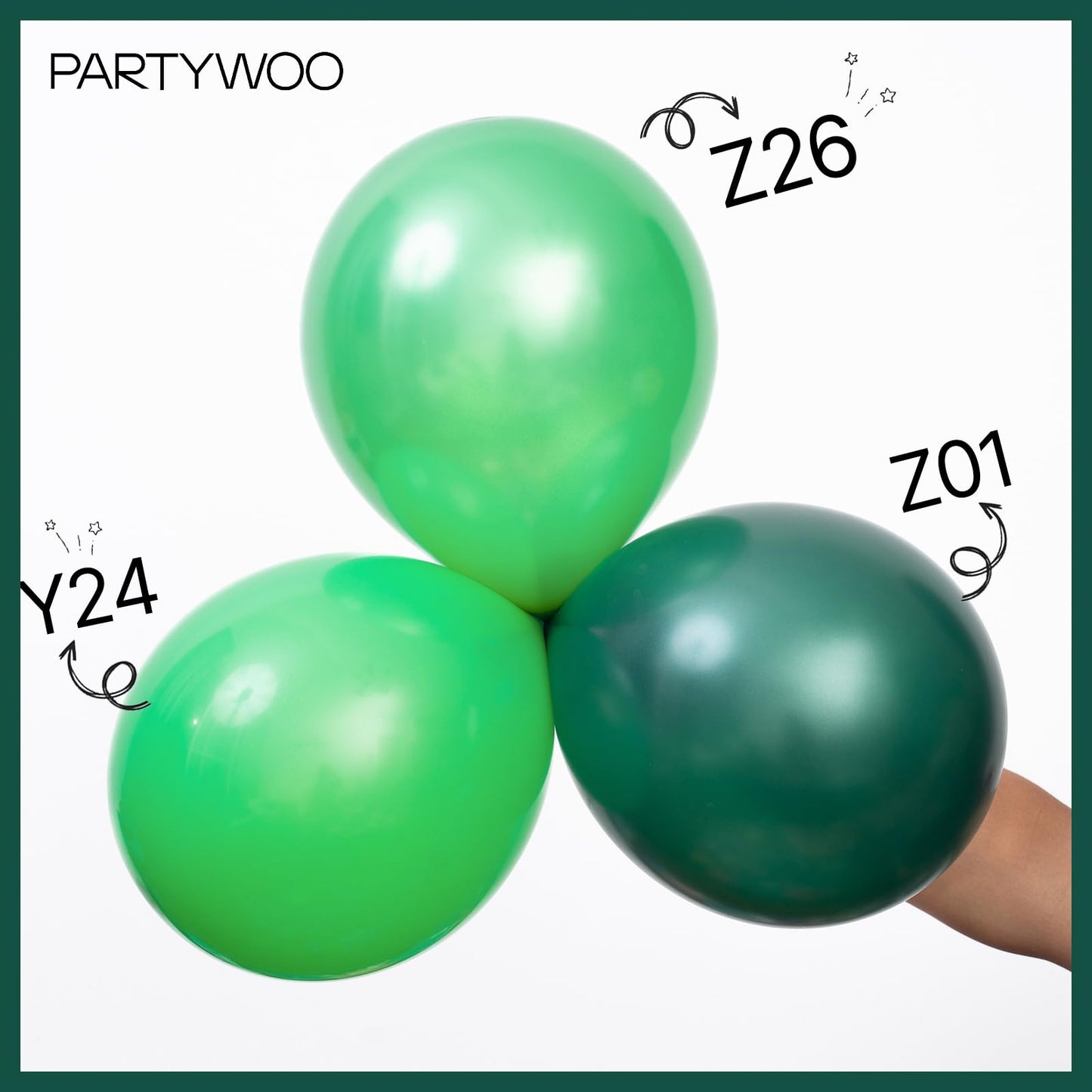 PartyWoo Dark Green Balloons 50 pcs 12 Inch Pearl Hunter Emerald Forest Green Balloons for Baby Shower Graduation Christmas Jungle Safari Birthday Party Decorations Green-Z01