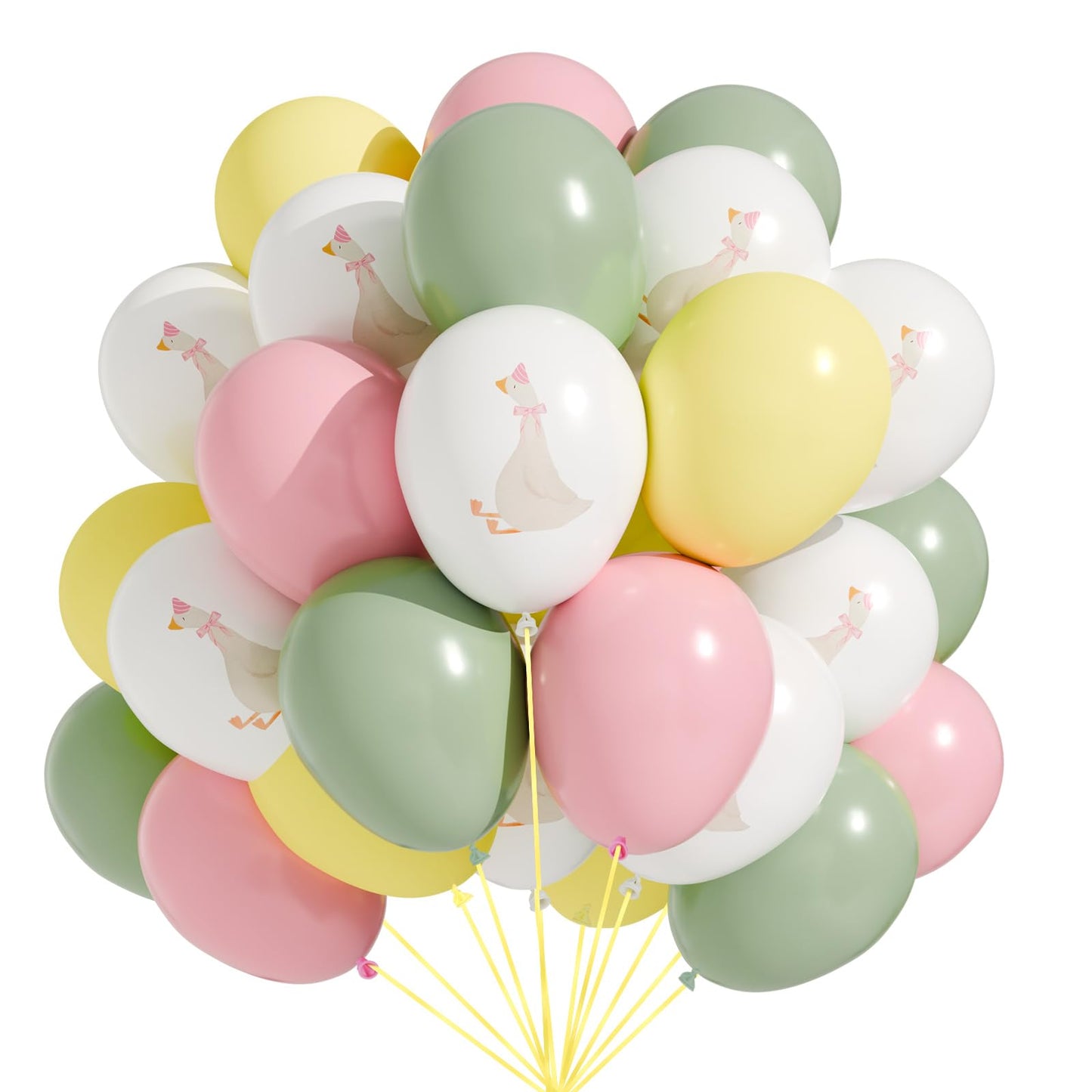 Motionchic 60 Pcs Bow Goose Balloons Set, 12 Inch Pastel Pink Latex Balloons One Silly Goose Birthday Party Decorations Baby Shower Decor(Pink)