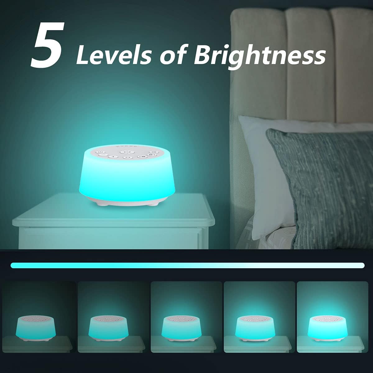 Skiennix Color Noise Sound Machine - 10 Colors, 25 Soothing Sounds, Adjustable Brightness & Volume Levels for All Ages