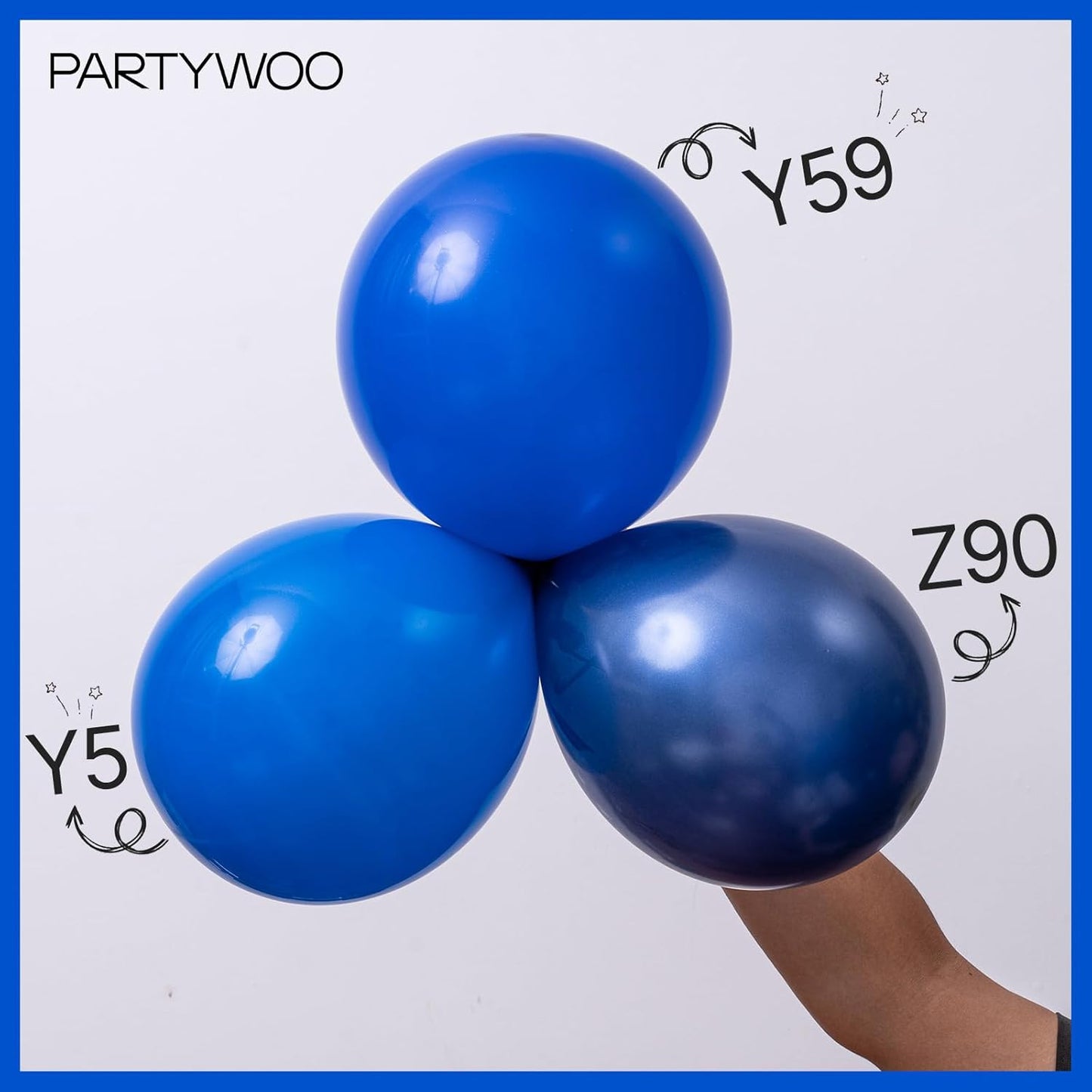 PartyWoo Blue Balloon Arch Kit - 140pcs Navy Blue Balloons in 5, 10, 12, & 18 Inch Sizes for Celebrations