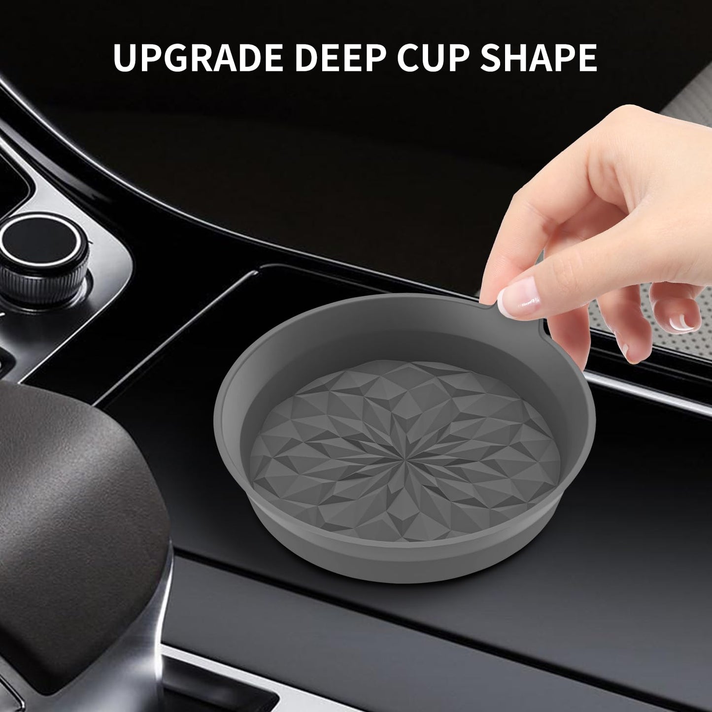ME.FAN Car Cup Coasters [4 Pack] Silicone Cars Coasters - Universal Non-Slip Recessed Interior Accessories - Cup Holder Inserts Deep Grey