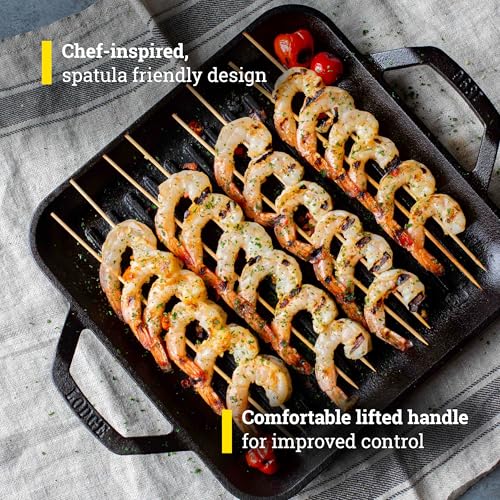 Lodge Chef Collection 11-Inch Pre-Seasoned Cast Iron Square Grill Pan
