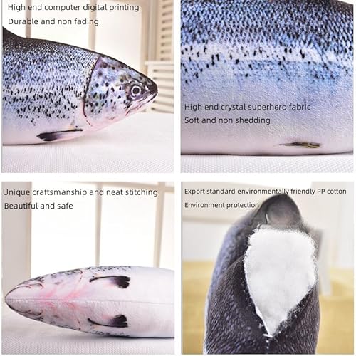 31.5 Inch Giant Soft Fish Cushion Pillow Animal Plush Pillow 3D Fish Cushion Carp Plush Throw Pillow Toys Gifts for Kids Birthday Christmas and Home Decor (Salmon)