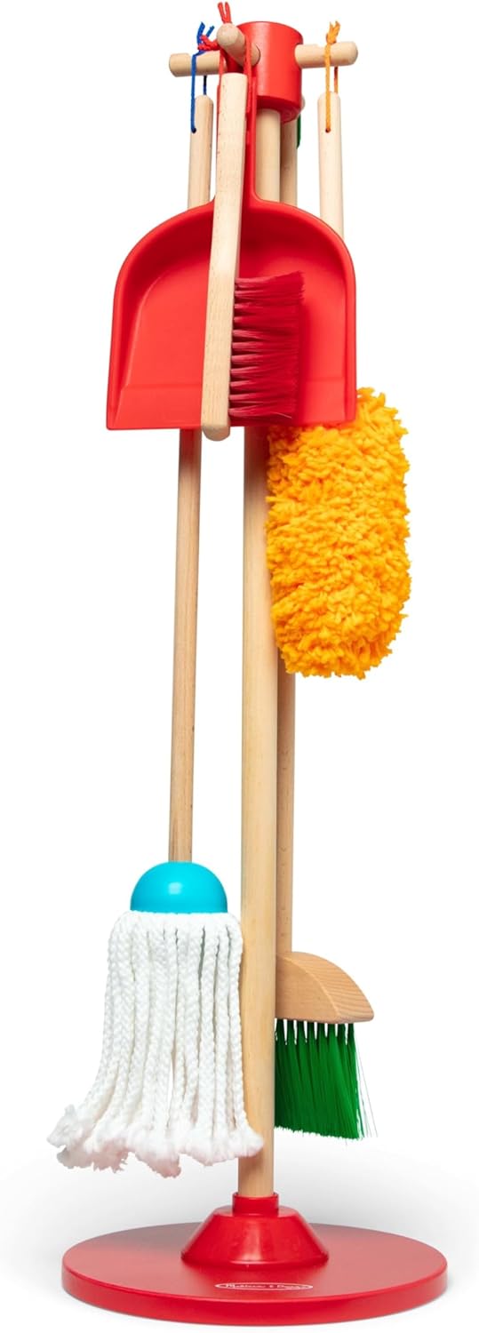 Melissa & Doug Toddler Cleaning Set - 6-Pc. Dust Sweep Mop with Broom & Accessories for Ages 3+