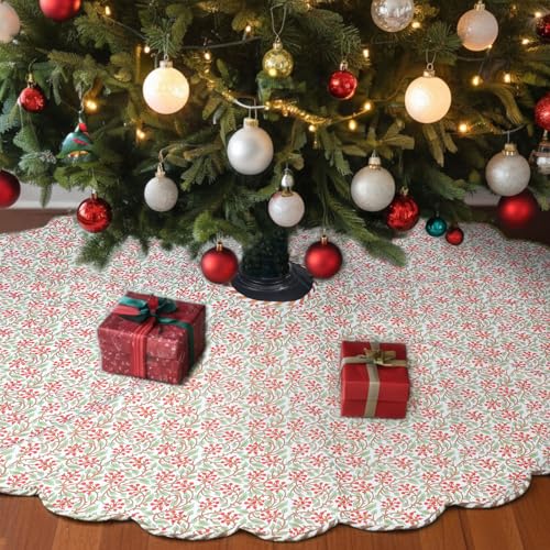 MiniInflat 60 Inch Christmas Tree Skirt - Red and Green Holiday Decor