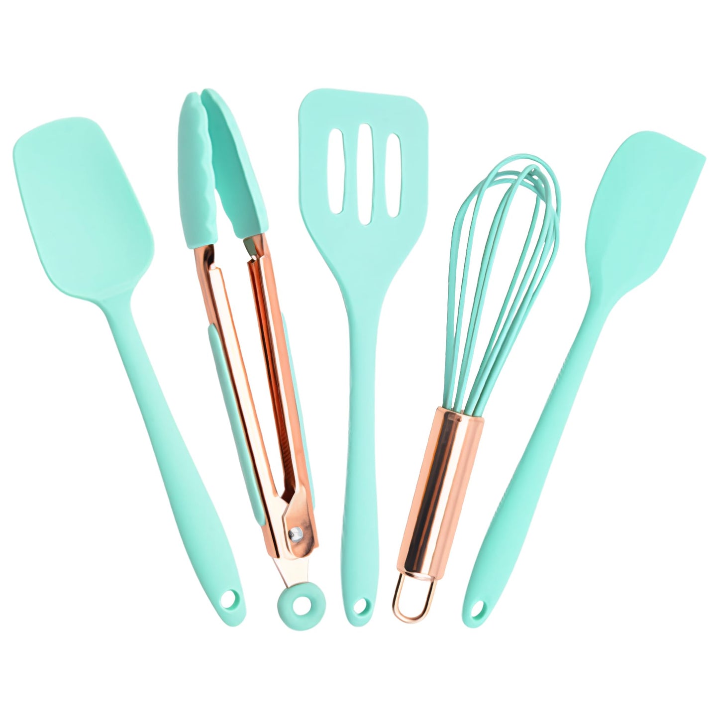 Kitchen Utensil Set,5 Pcs Mini Silicone Cooking Utensils Sets,Heat Resistant Non Stick Kitchens Gadgets BPA-Free Spatula Set,Kids Kitchen Tools Kitchen Set for Cooking