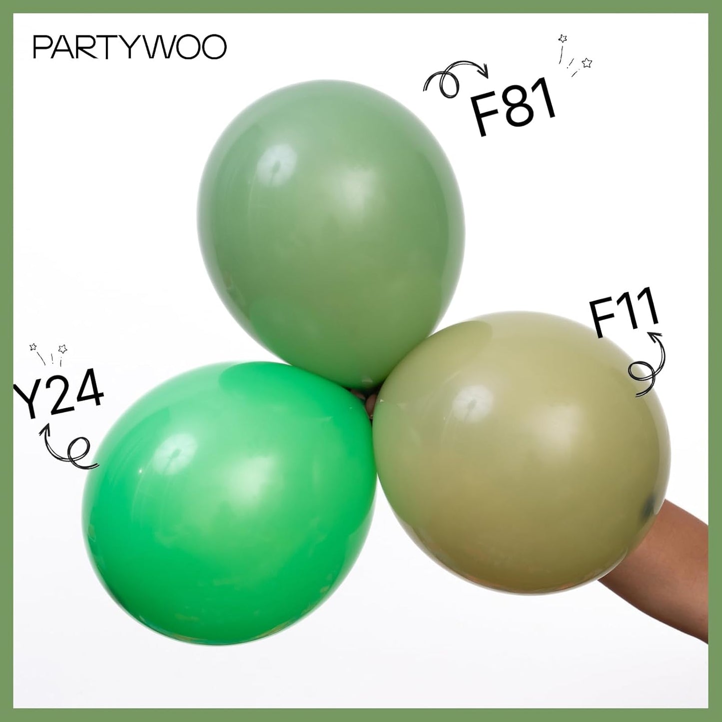 PartyWoo Sage Green Balloons - 140-Piece Boho Balloon Arch Kit for Jungle Birthday Parties | 5-12 Inch Sizes