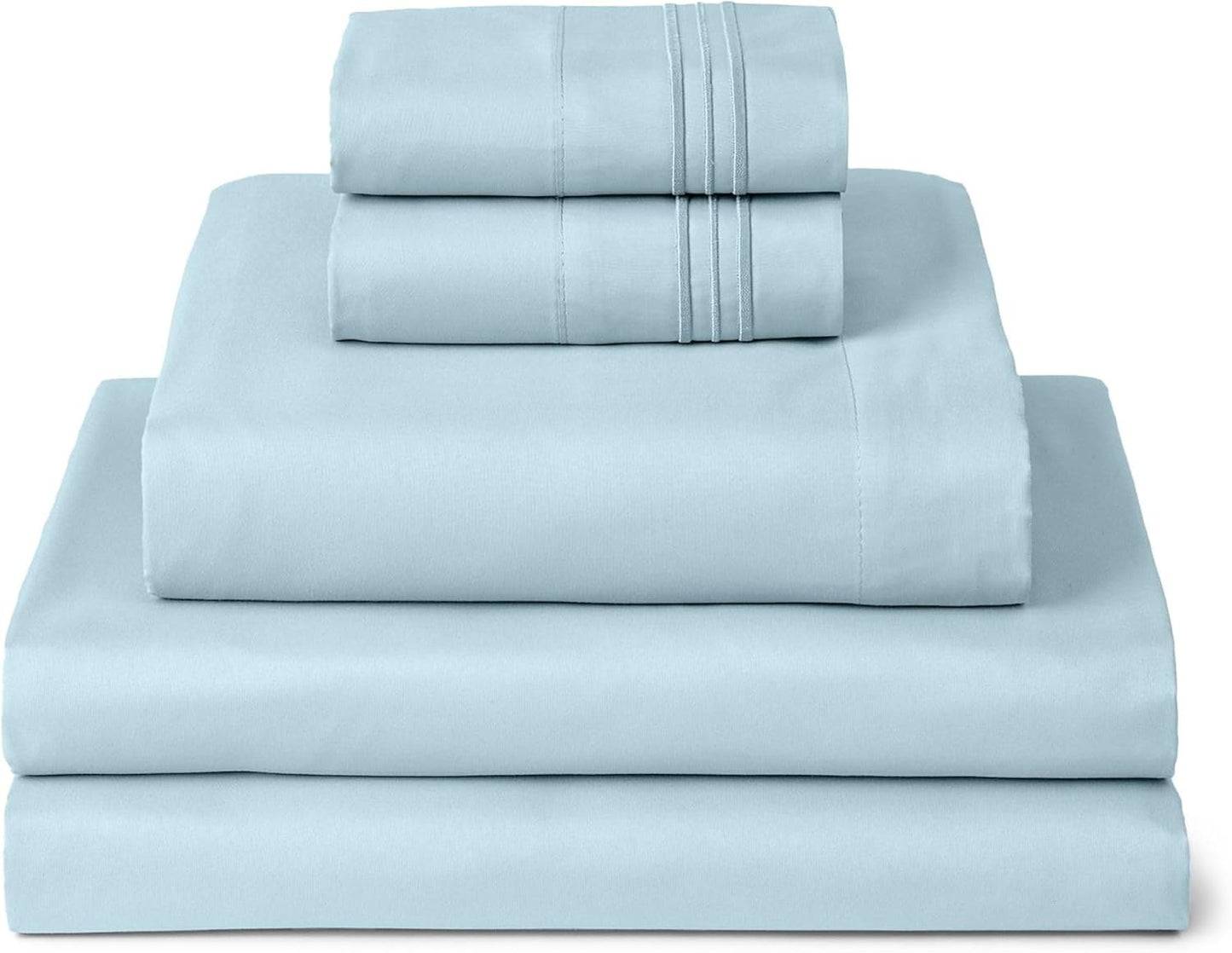 Mellanni Split King Sheets Set | 5-Piece Hotel Luxury Bedding - Extra Soft, Cooling, Wrinkle-Resistant (Aqua)