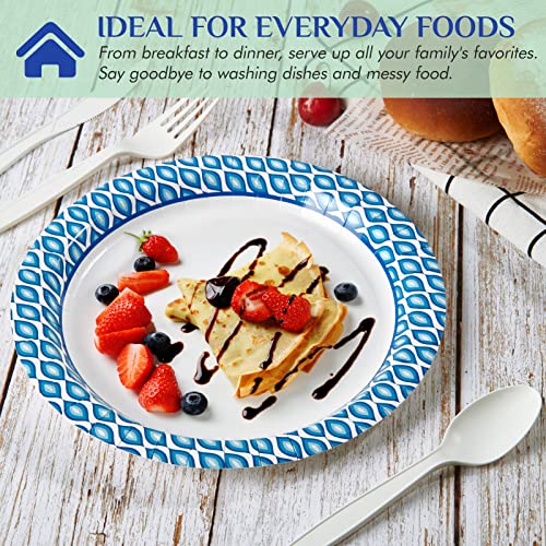 MUCHII 8.375 Inch Disposable Paper Plates - 300 Count Bulk Pack, Camo Edges