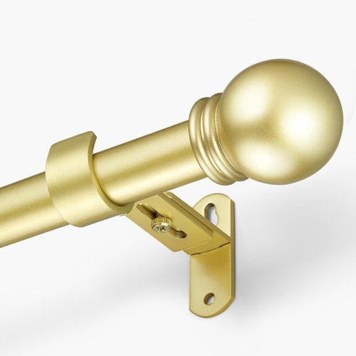 AMZSEVEN Curtain Rods for Windows 16 to 48 Inches, Curtain Rod Max Adjustable Length of 60 IN, 1" Diameter Drapery Rods Round Finials, Warm Gold, Pack of 1
