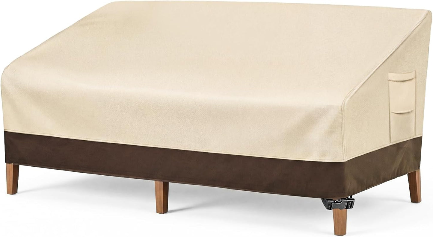Vailge Heavy Duty Patio Sofa Cover - 100% Waterproof 3-Seater Outdoor Protection | 85" W x 37" D x 35" H, Beige & Brown