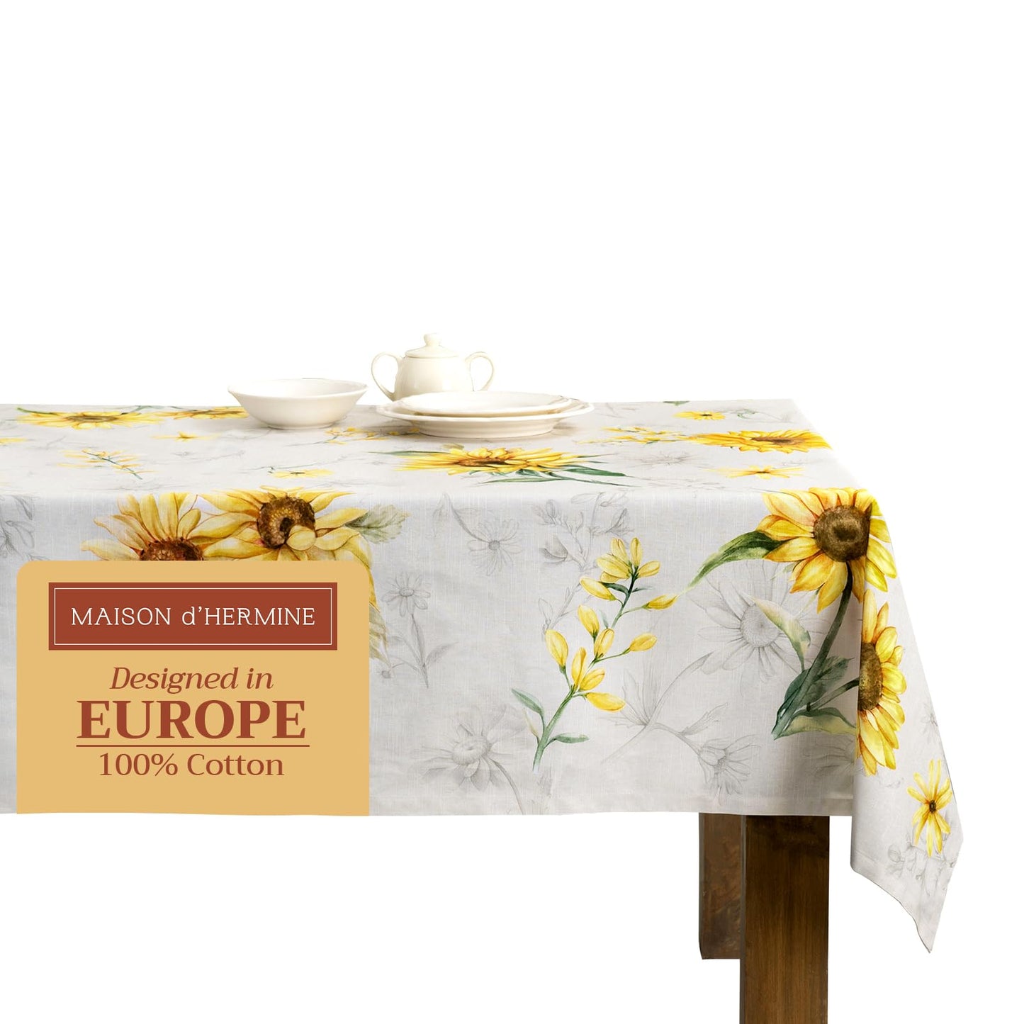 Maison d' Hermine Table Cloth Rectangle Table 100% Cotton 54 x 72 Inches Tablecloth Reusable Decorative for Dining Kitchen Room Farmhouse Home Gifts for Mothers Day Spring Summer - Candice