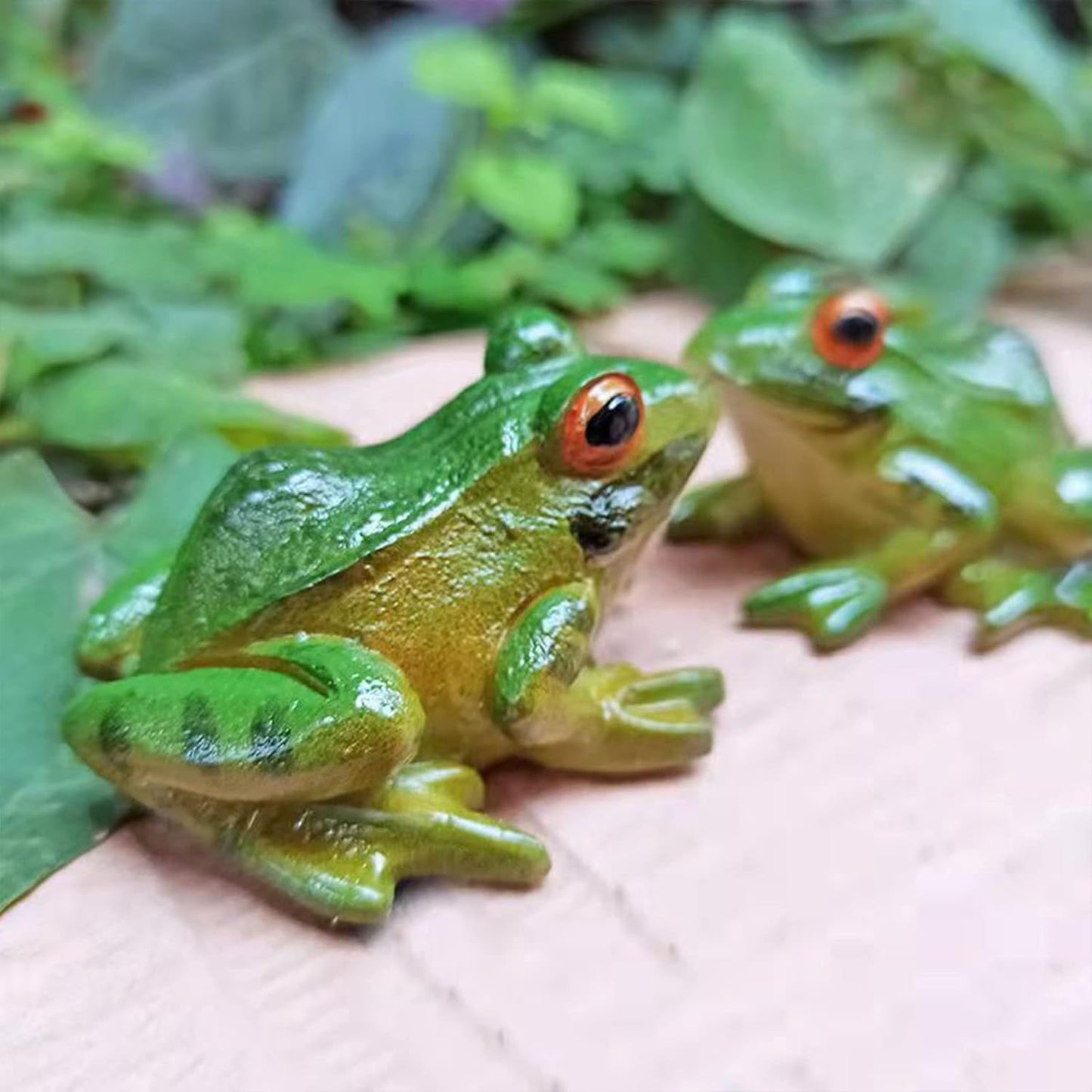 Skiennix Frog Statues - Miniature Resin Sculptures for Fairy Gardens | Indoor & Outdoor Decor (2 Pcs)